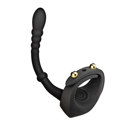Nasstoys Magic Dual USB-Rechargeable Vibrating Cock Ring with Anal Plug, Body-Safe Silicone – Black