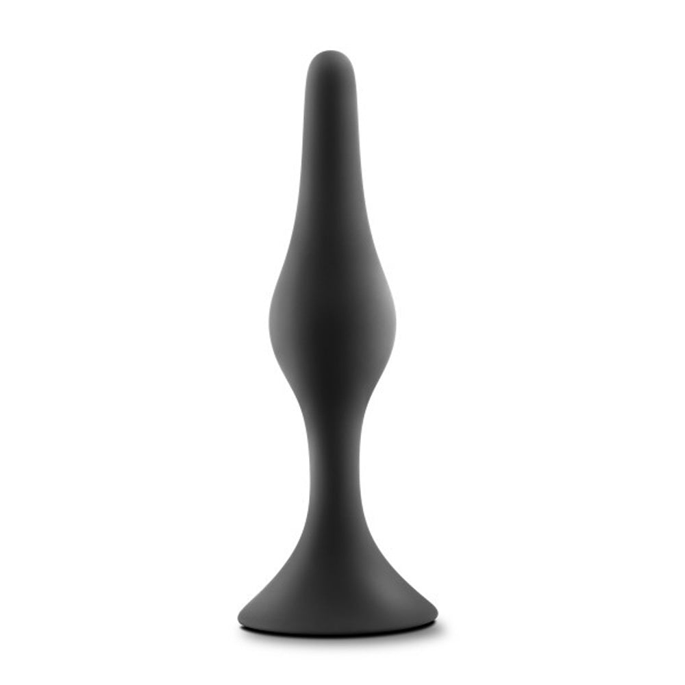 Blush Anal Adventures Platinum Silicone Beginner Plug - Medium - Black - Tapered Tip for Easy Insertion