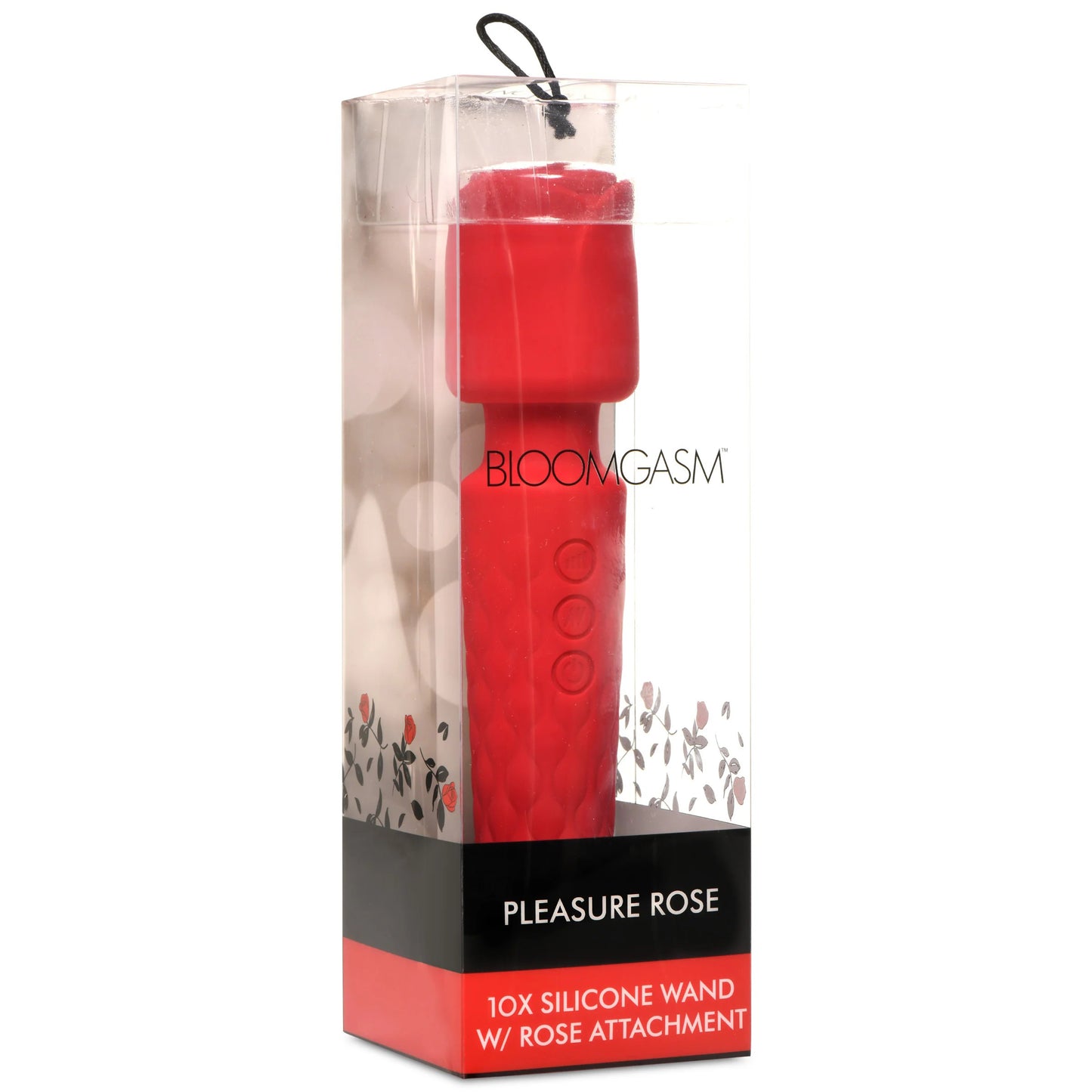 Pleasure Rose 10x Silicone Wand with Rose Attachment – Red