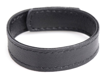 XR Brands Leather and Velcro Cock Ring - Adjustable Black Strap