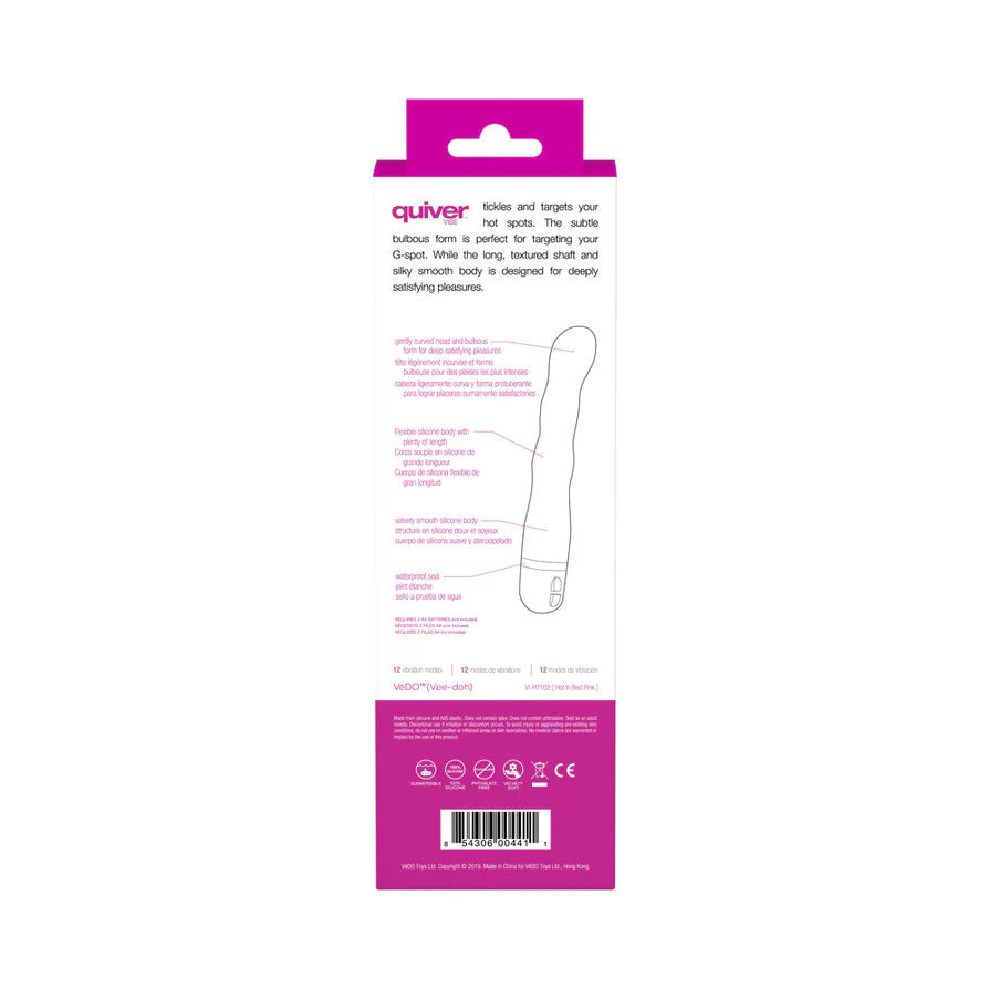VeDO Quiver Vibrator - G-Spot Targeting Multi-Speed Waterproof Vibrator - Pink