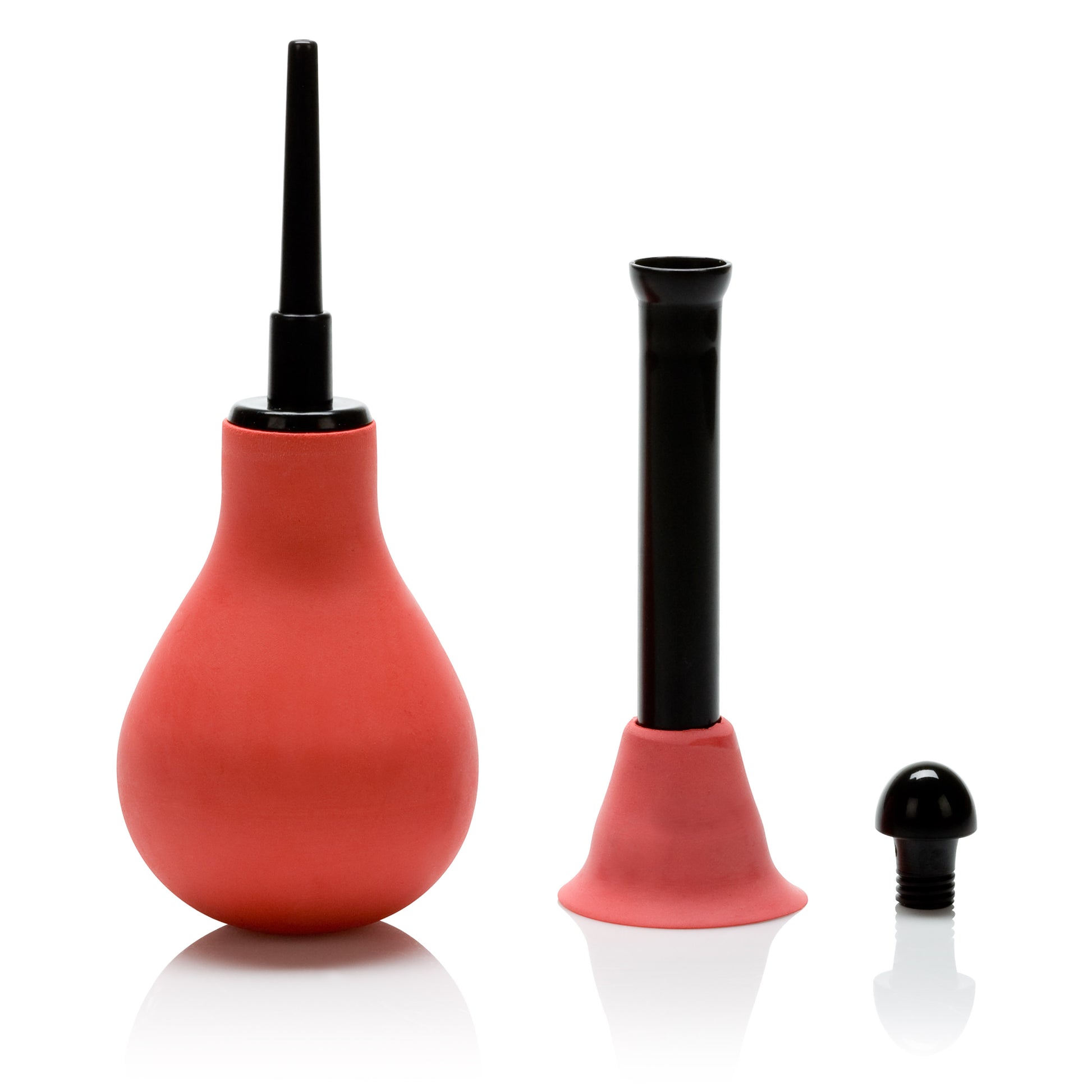 CalExotics Vulcanite Anal Douche System with Attachments – Red