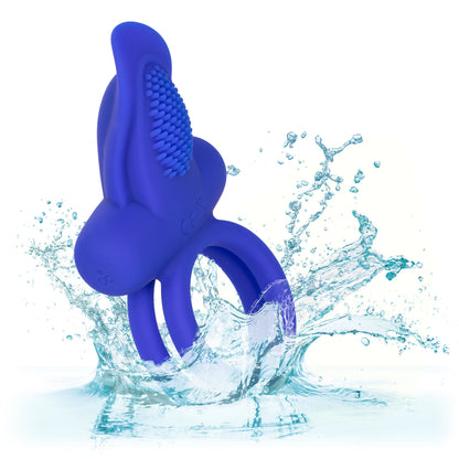 CalExotics Silicone Rechargeable Dual Pleaser Enhancer - Blue - 7 Functions