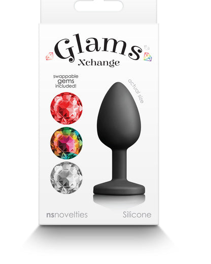 Glams Xchange Round Small Accessory with Interchangeable Gems - Black