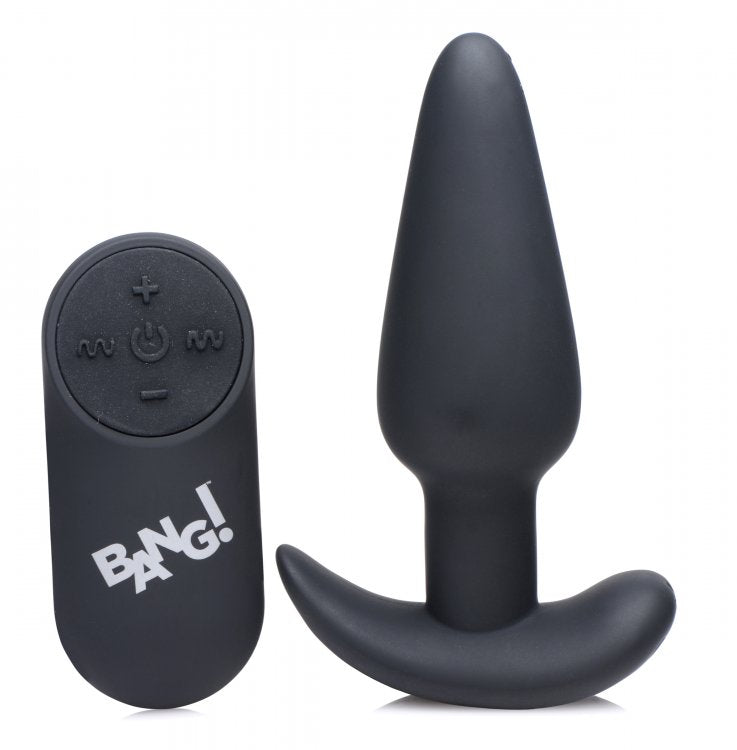 XR Brands 21X Silicone Butt Plug with Remote Control - Black