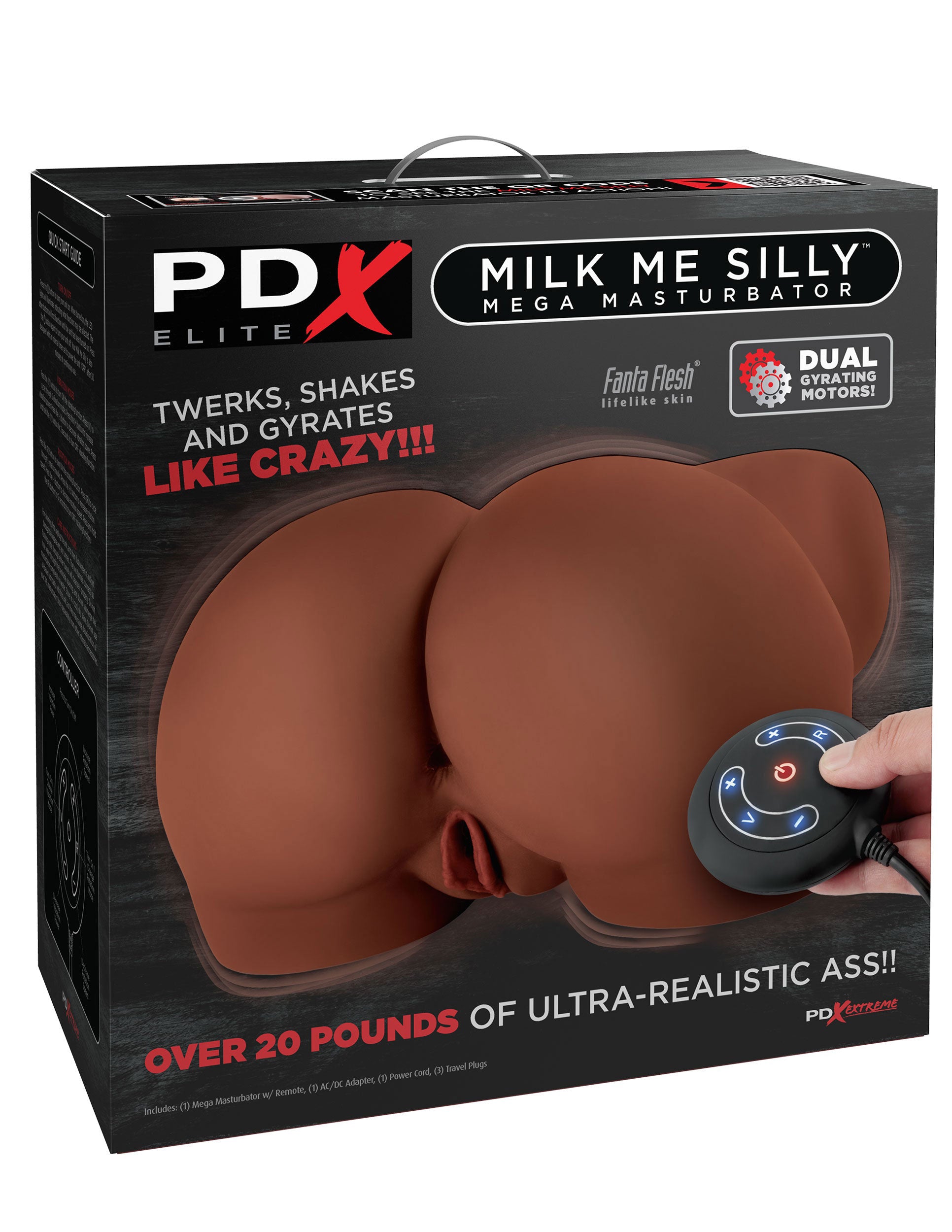Pipedream PDX Elite Milk Me Silly Masturbator - Brown, Dual Motor, 5-Speed Rotation and Vibration