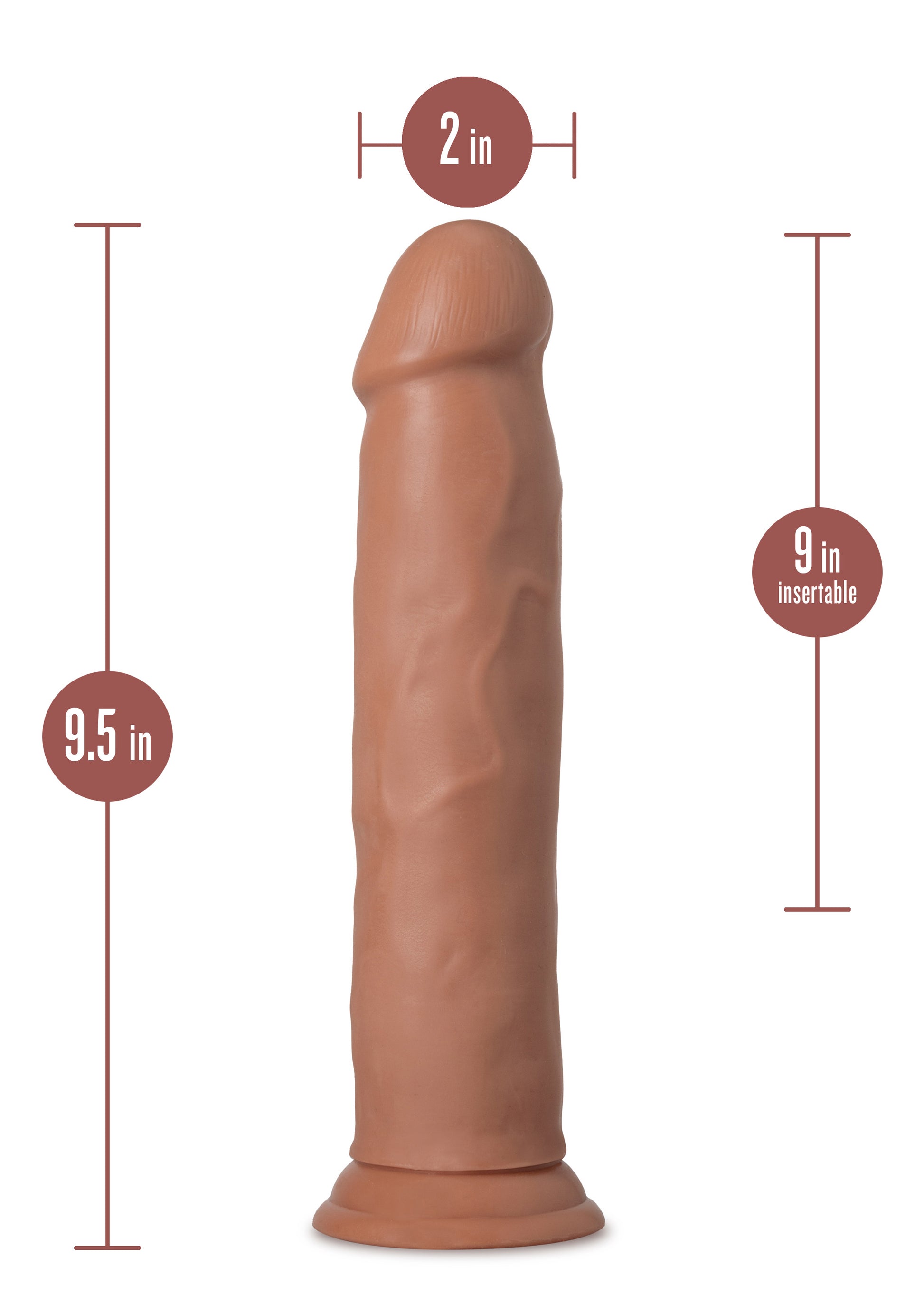 Au Naturel Carlos 9 Inch Dong – Mocha with Suction Cup Base
