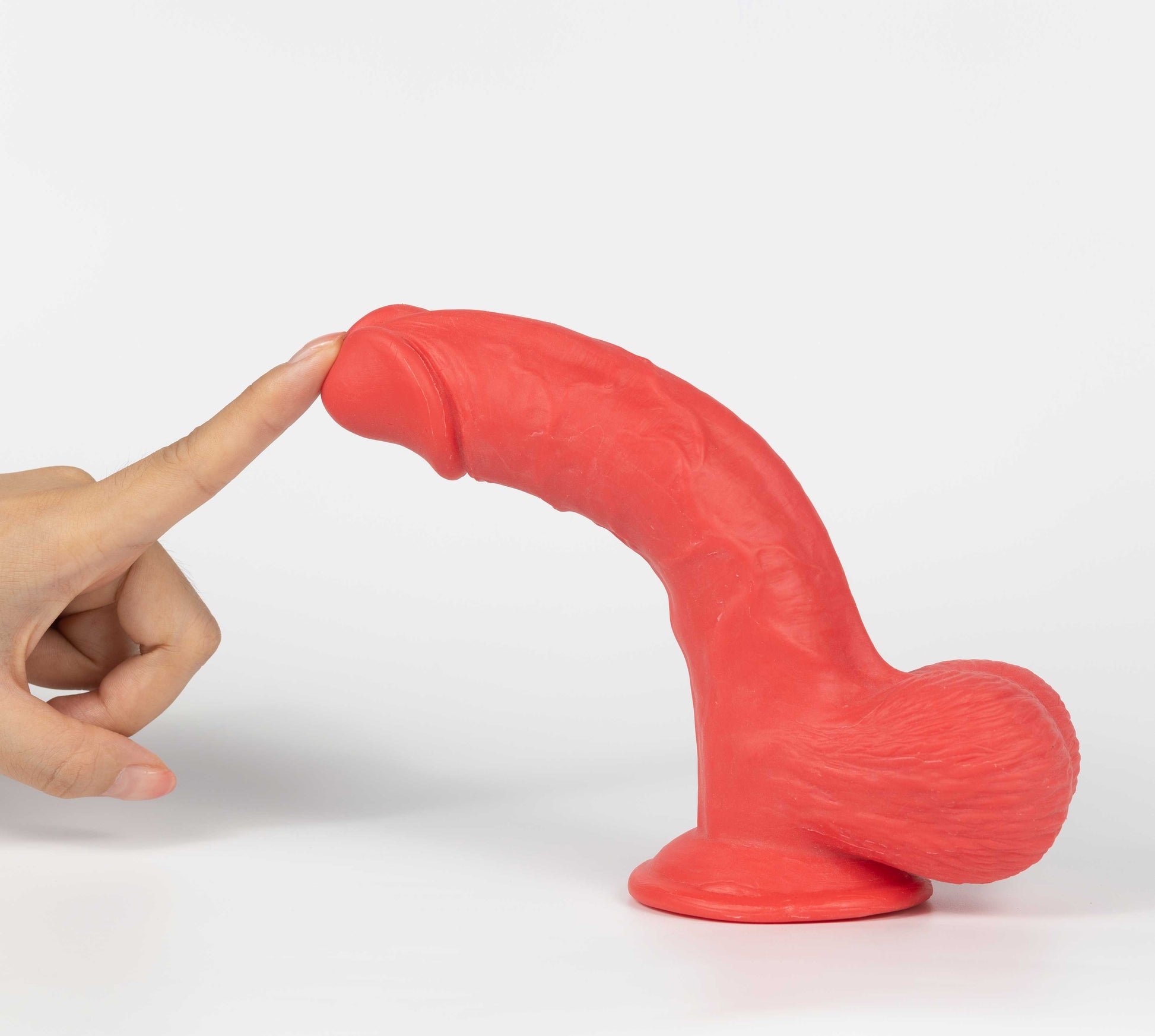 Real Skin Mr. Ruby 7.5" Dual Layer Dildo - Red - Realistic, Waterproof, Suction Cup