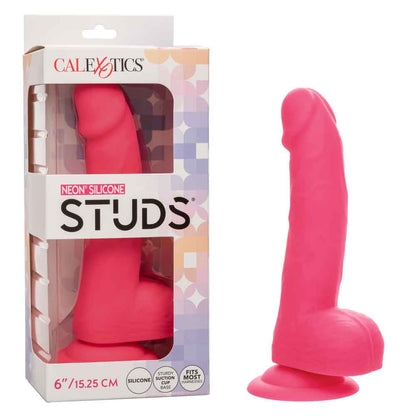 CalExotics Neon Silicone Studs 6 Inch - Pink - Waterproof with Suction Cup Base