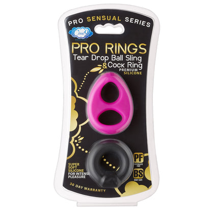 Cloud 9 Novelties Pro Sensual Silicone Tear Drop Ring - Multi Color Ball Sling Cock Ring