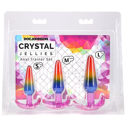 Doc Johnson Crystal Jellies Anal Trainer Set - Rainbow - 3 Sizes for Gradual Training