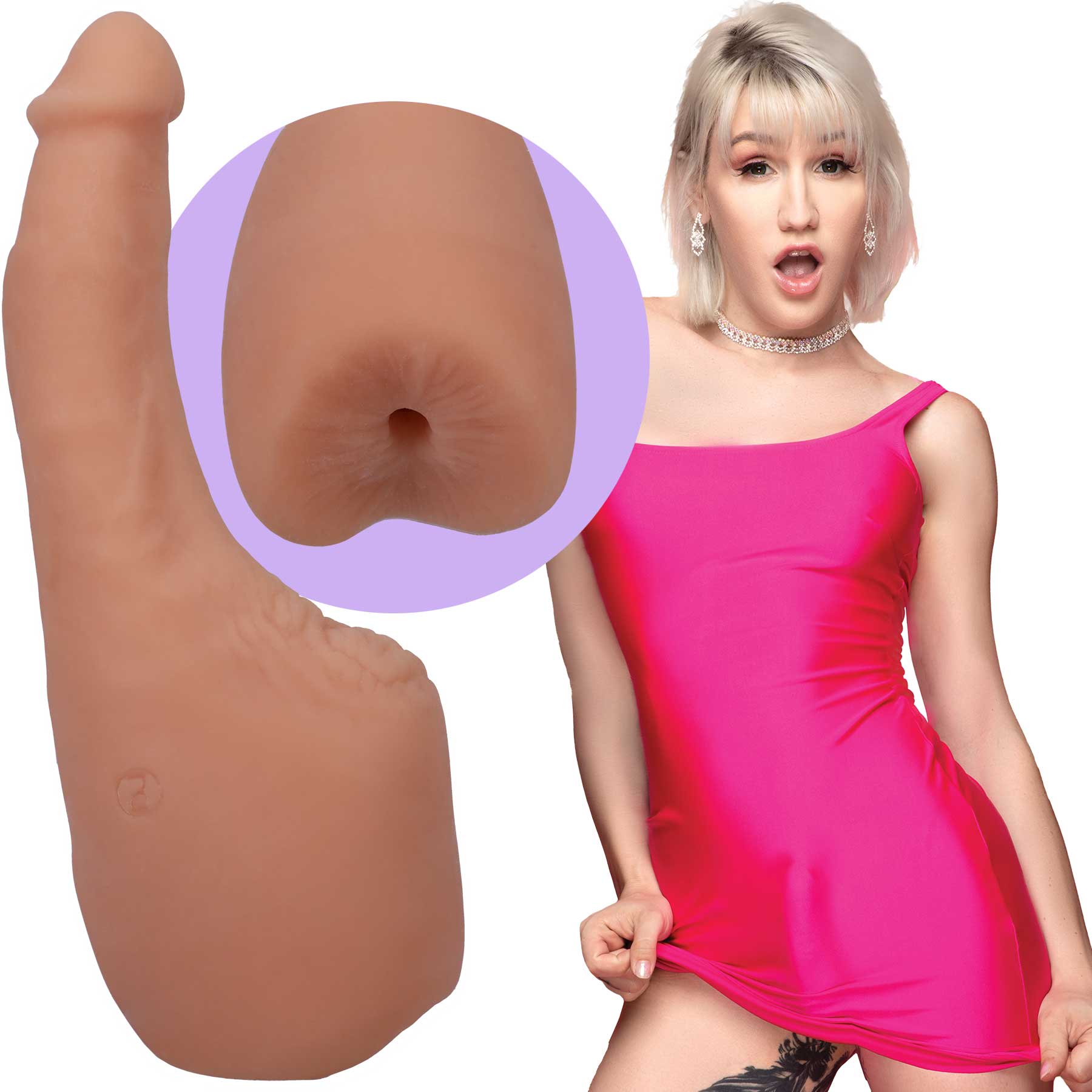 Doc Johnson Lena Moon Signature Cock with Penetrable Ass - ULTRASKYN - Vanilla