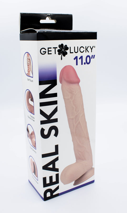 Real Skin 11 Dual Layer Dildo - Beige - Waterproof and Bendable