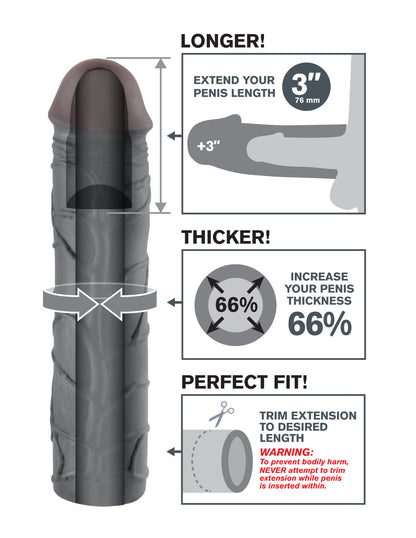 Pipedream Fantasy X-Tension Mega 3-Inch Extension - Black