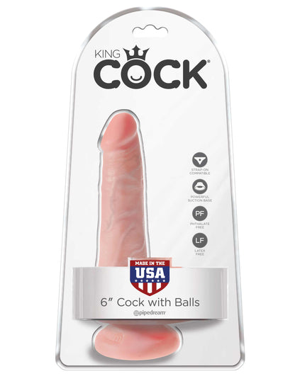 King Cock 6 Inch Cock With Balls - Realistic Beige Dildo with Suction Cup