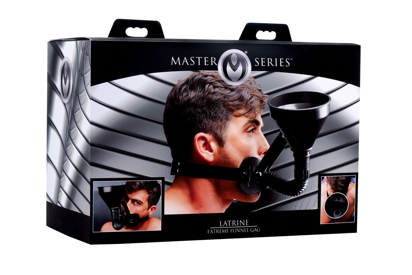 XR Brands Latrine Extreme Funnel Gag – Black – Adjustable Head Strap