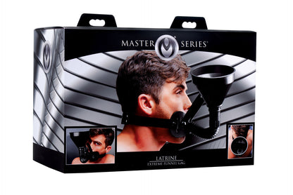 XR Brands Latrine Extreme Funnel Gag – Black – Adjustable Head Strap