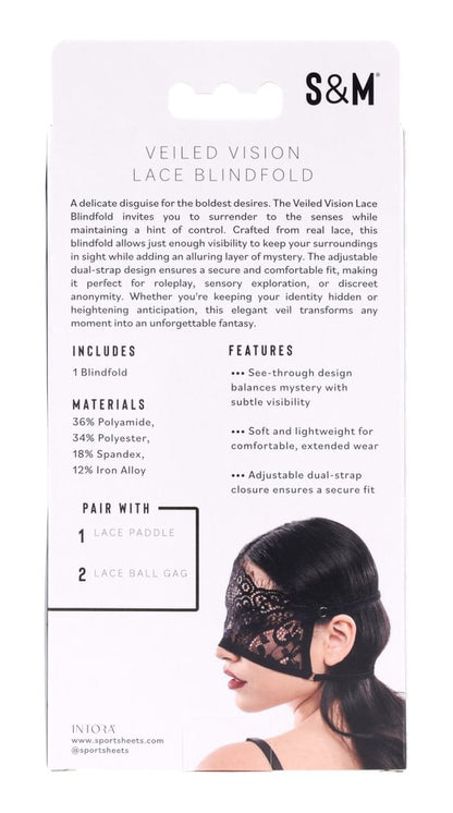 Sportsheets Veiled Vision Lace Blindfold – Black