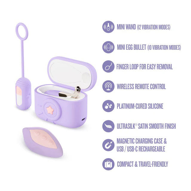 Blush Snapstar Vibrator Set with Wireless Remote – Purple