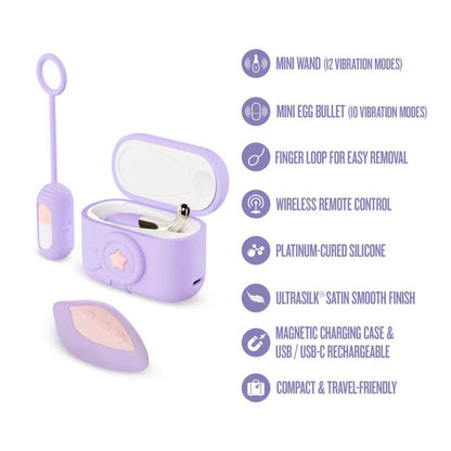 Blush Snapstar Vibrator Set with Wireless Remote – Purple