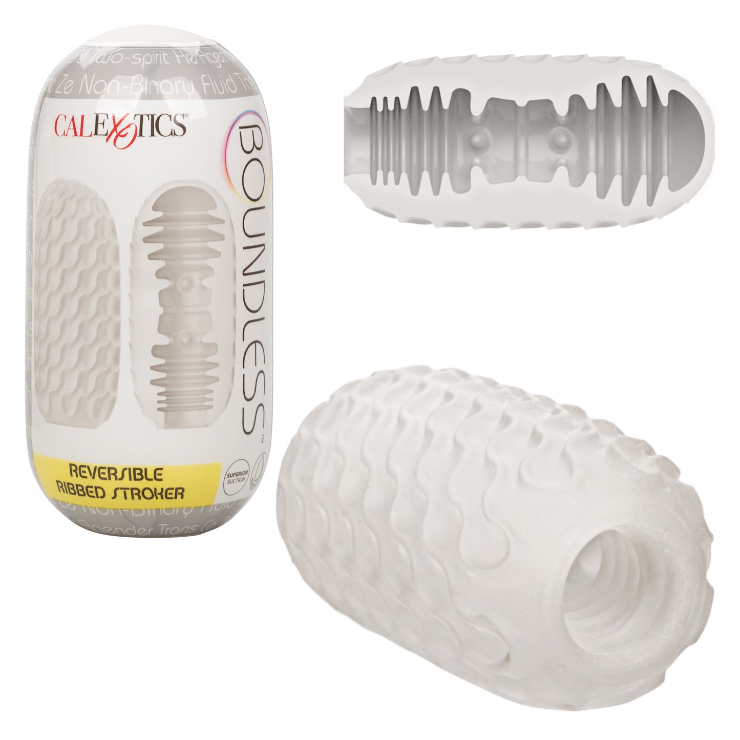 CalExotics Boundless Reversible Ribbed Stroker – Clear