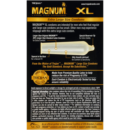 Trojan Magnum XL Latex Condoms - Extra Large - 12 Pack