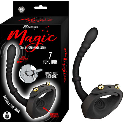 Nasstoys Magic Dual USB-Rechargeable Vibrating Cock Ring with Anal Plug, Body-Safe Silicone – Black