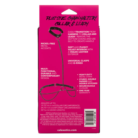 Euphoria Collection Plus Size Chain Halter/collar and Leash - Black