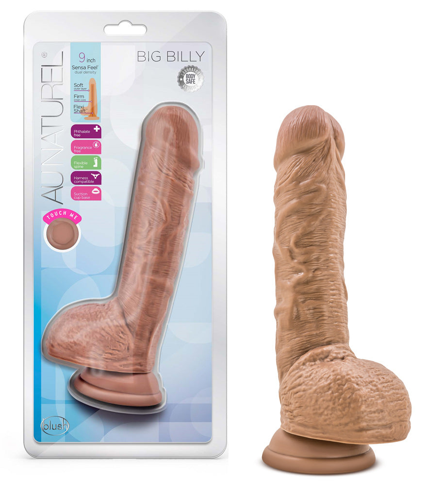 Au Naturel Big Billy 9 Inch Dildo with Suction Cup – Mocha