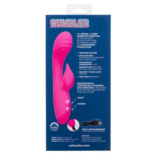CalExotics Rumbler Rumble Duo Dual Massager with 10 Vibration Speeds - Pink