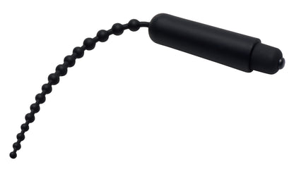 XR Brands Dark Rod Vibrating Beaded Silicone Sound – Black