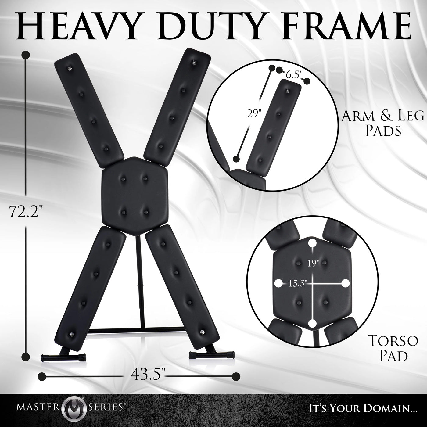 XR Brands St. Andrew's Cross Deluxe - Free Standing BDSM Equipment - Black