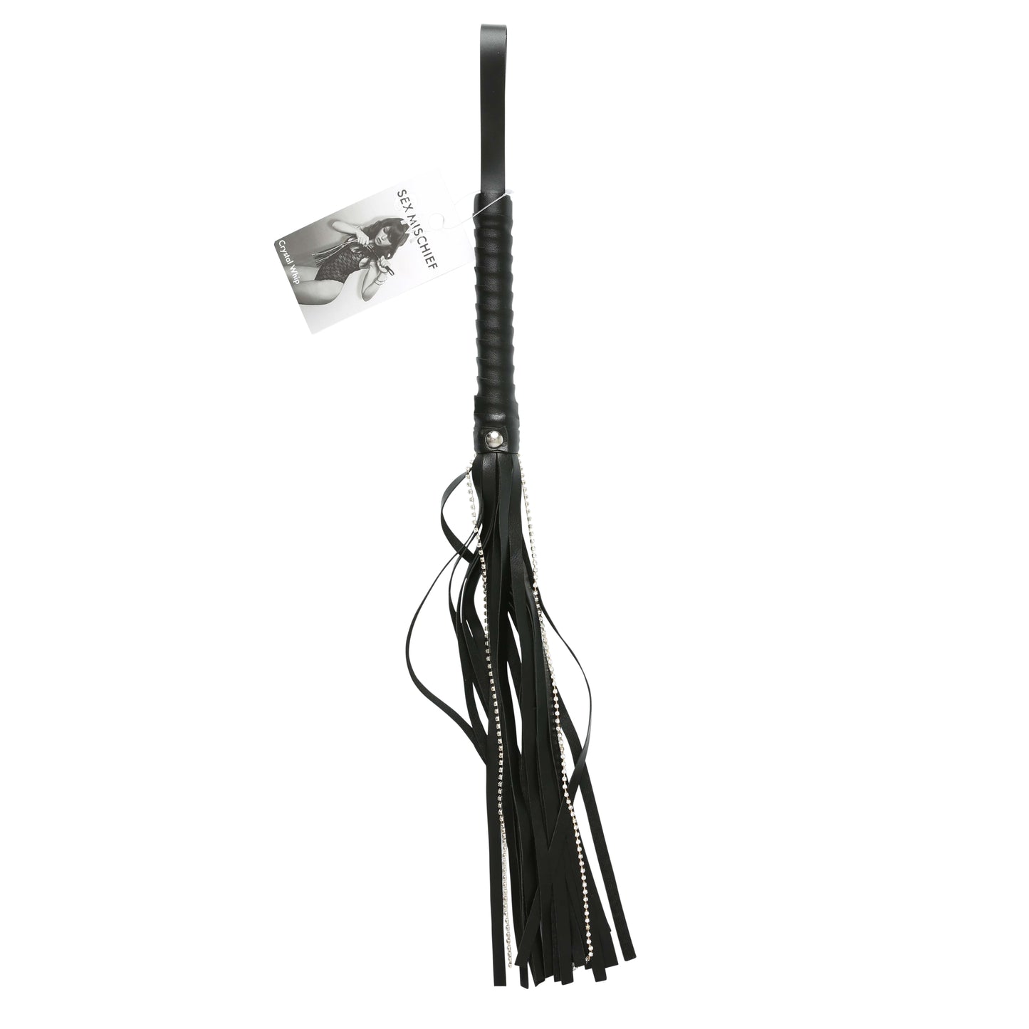 Sportsheets Crystal Whip - Black - Versatile Whipping and Caressing Tool