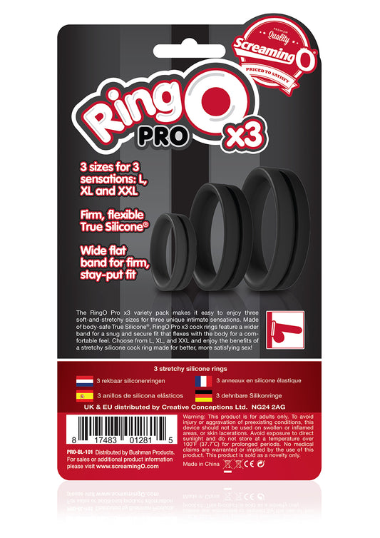 Screaming O RingO Pro X3 Cock Ring Set – Black – Waterproof
