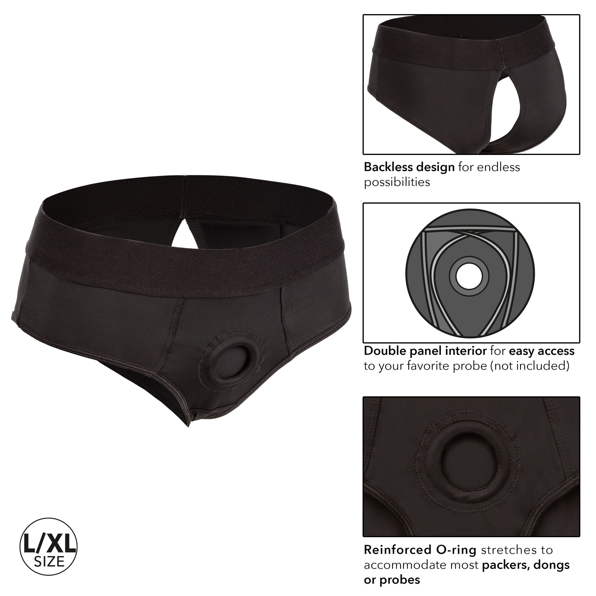 CalExotics Boundless Backless Brief Harness - Black - L/XL