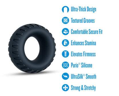 Blush Performance Plus Traction Platinum-Cured Liquid Silicone Cock Ring – Black