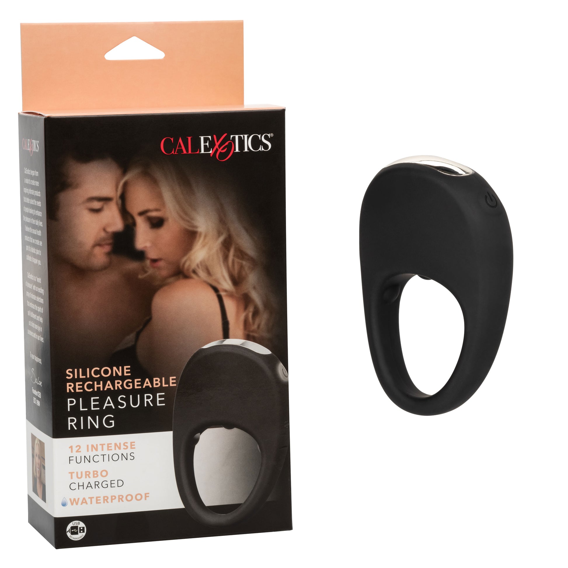 CalExotics Silicone Rechargeable Pleasure Ring - Vibrating Couples Enhancer - Black
