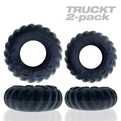 Oxballs TRUCKT 2 Piece Cockring Set - Night Black - Versatile Wear