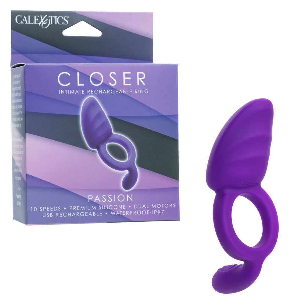 CalExotics Closer Intimate Rechargeable Ring Passion - Purple - Dual Motor Pleasure Ring