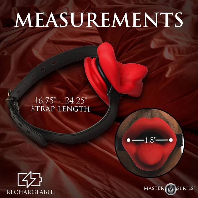 XR Brands Vibrating Sissy Mouth Gag with Teeth Guard – Red