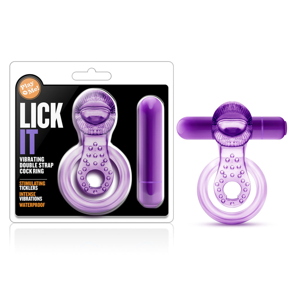 Blush Lick It Vibrating Double Strap Cockring - Purple