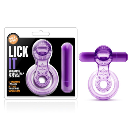 Blush Lick It Vibrating Double Strap Cockring - Purple