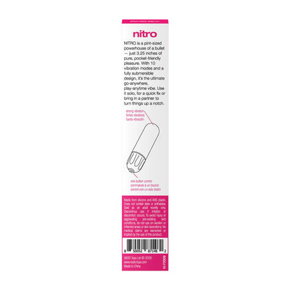 VeDO Nitro Rechargeable Bullet - Pink - Waterproof with 10 Vibration Modes