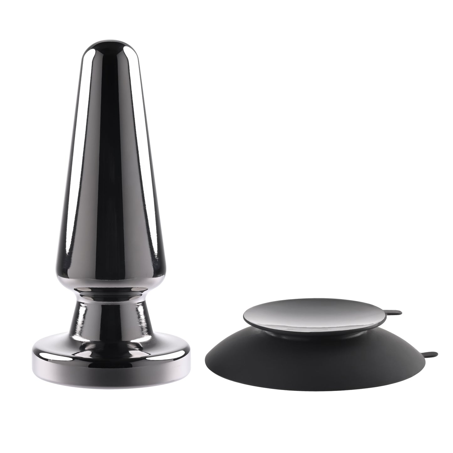 Evolved Novelties Advanced Metal Plug – Vibrating Plug with Suction Cup – Black Chrome