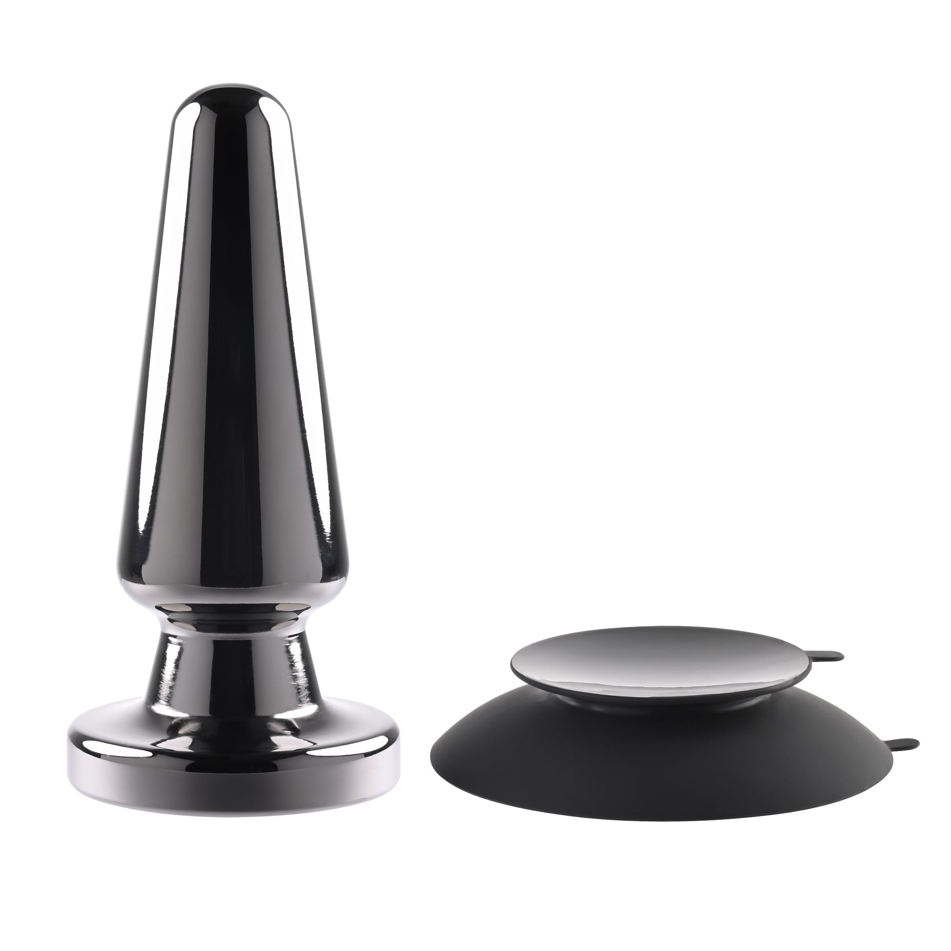 Evolved Novelties Advanced Metal Plug – Vibrating Plug with Suction Cup – Black Chrome