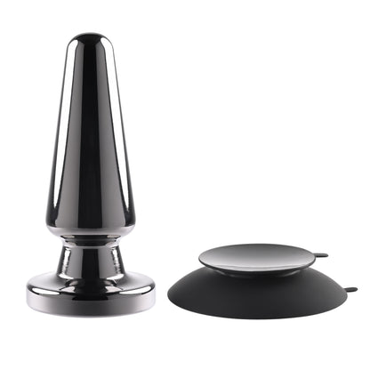 Evolved Novelties Advanced Metal Plug – Vibrating Plug with Suction Cup – Black Chrome