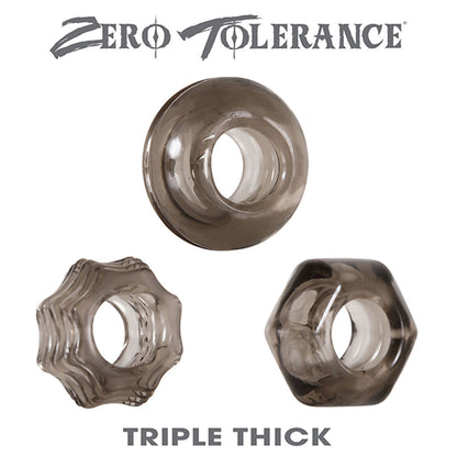 Evolved Novelties Triple Thick Cockrings – Gray – 3 Shapes with Pleasure Grooves