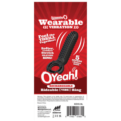 Screaming O Rechargeable O Yeah Silicone Ring - Black