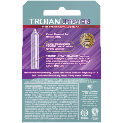 Trojan Ultra Thin Armor Condoms with Spermicidal Lubricant - 3 Pack