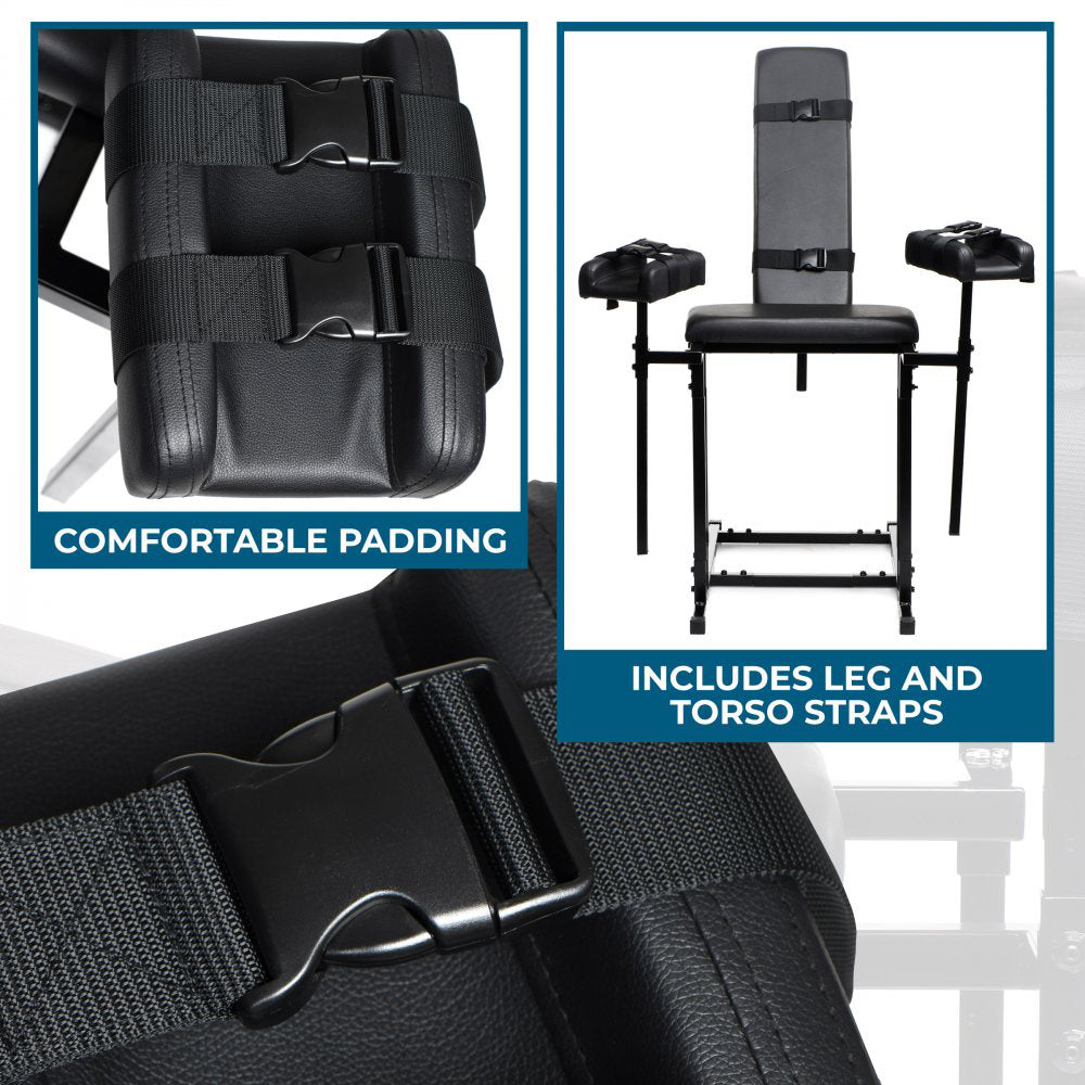 XR Brands Extreme Obedience Chair – Adjustable Bondage Chair – Black